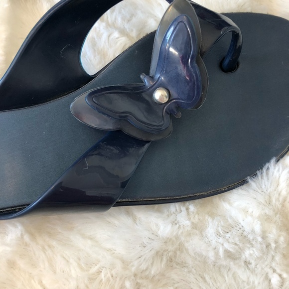 Mel Dreamed by Melissa Navy Butterfly Jelly Flip Flop Sandals Sz 9 - Picture 5 of 5